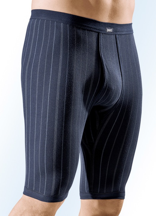 Onderbroeken - Set van drie fijne geribbelde onderbroeken, knielengte, marine, in Größe 005 bis 012, in Farbe 2x MARINE-MEERKLEURIG, 1x UNI MARINE