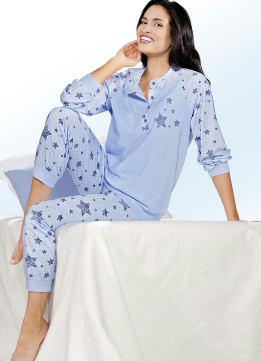 Pyjama's & shorty's - Pyjama, pak van 2, met manchetten en sterrenmotief, in Größe 036 bis 056, in Farbe BLAUW/ROZE Ansicht 1