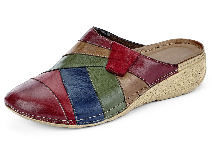 Sandalettes & slippers - Gemini klomp van gekleurd rundnappaleer, in Größe 036 bis 042, in Farbe BORDEAUX-MEERKLEURIG