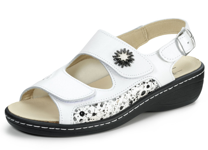 Sandalettes & slippers - ELENA EDEN sandaal met uitneembaar voetbed van kurkleer, in Größe 036 bis 042, in Farbe WIT Ansicht 1