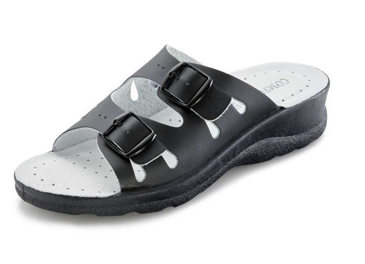 Sandalettes & slippers - Set: Muiltjes in het zwart en klompen in het wit, in Größe 036 bis 041, in Farbe ZWART + WIT Ansicht 1