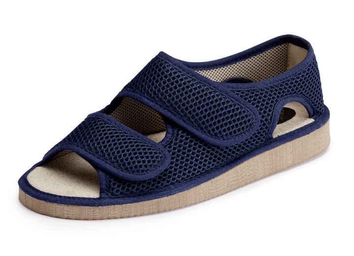 Sandalettes & slippers - Klittenbandsandaal van gewatteerd textielmateriaal, in Größe 036 bis 042, in Farbe MARINE Ansicht 1