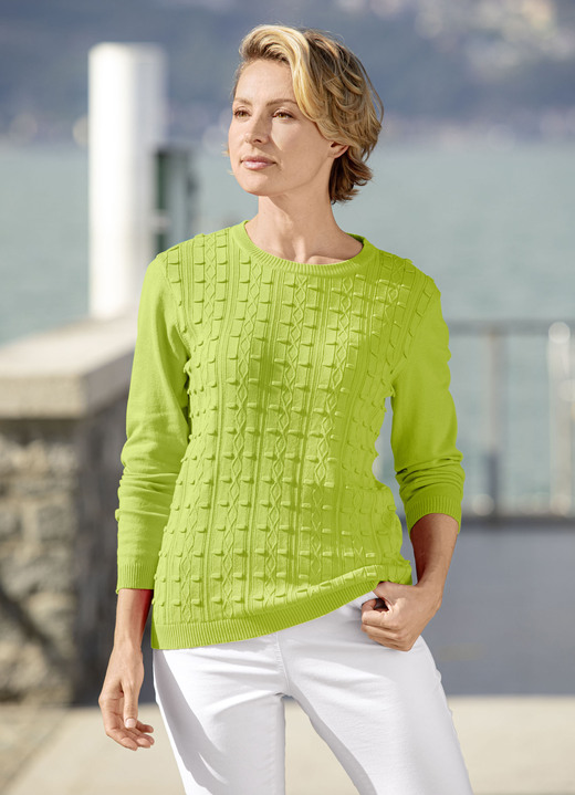 Basics - Pullover met een rekbaar structuurpatroon, in Größe 036 bis 052, in Farbe LIMOEN Ansicht 1