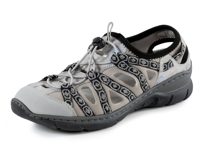Sandalettes & slippers - ELENA EDEN sandaal met textielrand, in Größe 036 bis 042, in Farbe GRIJS Ansicht 1