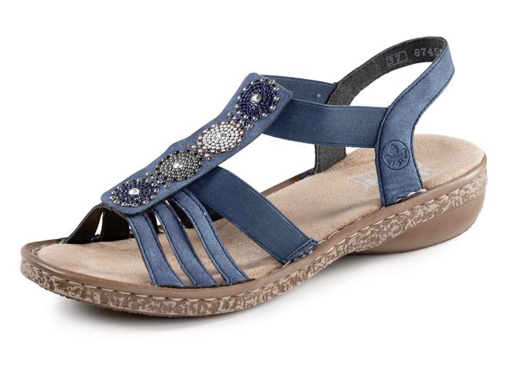 Sandalettes & slippers - Rieker sandaal met strass steentjes, in Größe 036 bis 042, in Farbe JEANSBLAUW Ansicht 1
