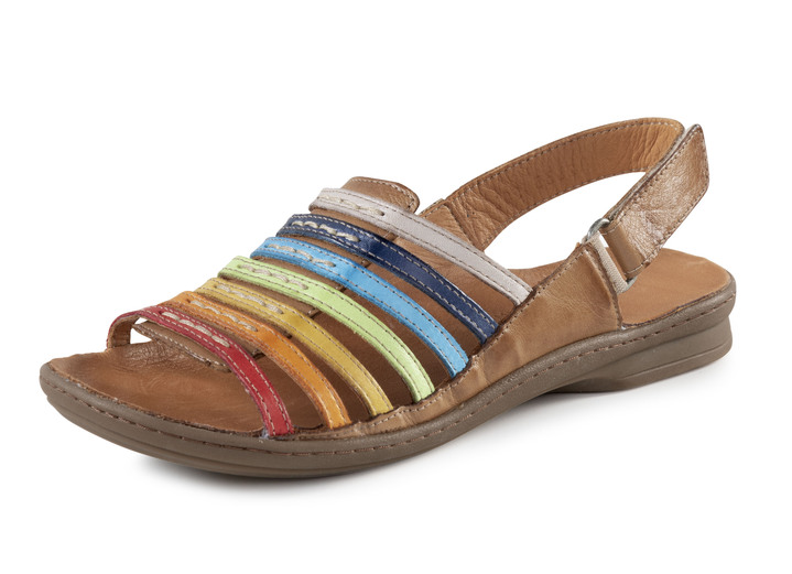 Sandalettes & slippers - Gemini sandaal van rundnappaleer, in Größe 036 bis 042, in Farbe BRAUN-MULTICOLOR Ansicht 1
