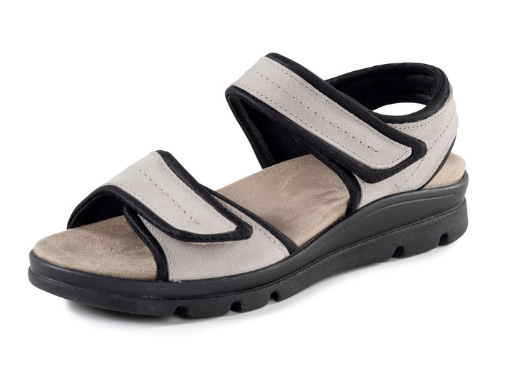 Sandalettes & slippers - ELENA EDEN sandaal gemaakt van zacht nubuckleer en zwart elastisch materiaal, in Größe 036 bis 042, in Farbe BEIGE Ansicht 1