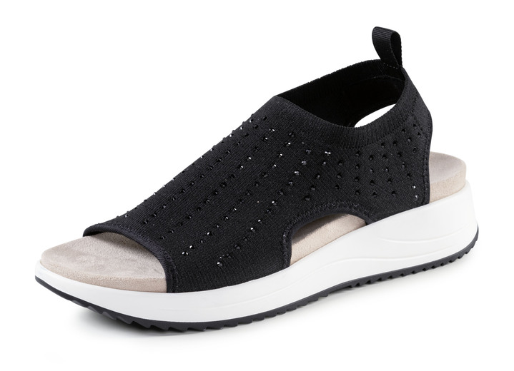 Sandalettes & slippers - Caprice sandaal met zwarte glittersteentjes, in Größe 036 bis 042, in Farbe ZWART Ansicht 1