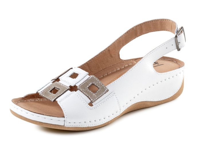 Sandalettes & slippers - Sandaal van rundnappaleer met verstelbare hielband, in Größe 036 bis 041, in Farbe WEISS-BRONZE Ansicht 1