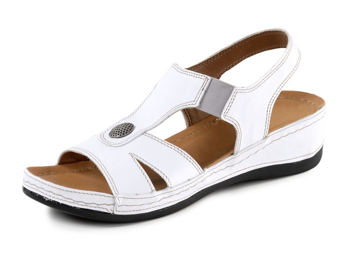 Sandalettes & slippers - ELENA EDEN sandaal van nappaleer met metalen decoratie, in Größe 036 bis 041, in Farbe WEISS Ansicht 1
