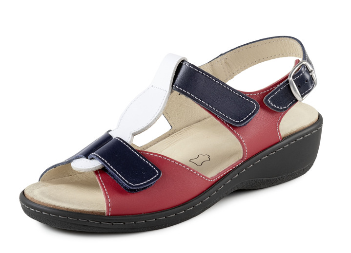 Sandalettes & slippers - ELENA EDEN sandaal gemaakt van nappaleer, in Größe 036 bis 043, in Farbe ROT-BLAU-WEISS Ansicht 1