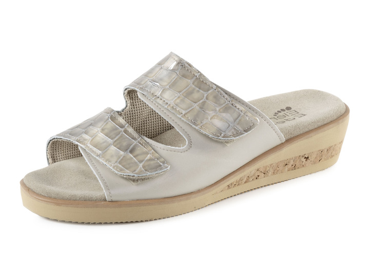 Sandalettes & slippers - ELENA EDEN muiltjes gemaakt van lak- en nappaleer met krokodillenreliëf, in Größe 036 bis 042, in Farbe BEIGE Ansicht 1