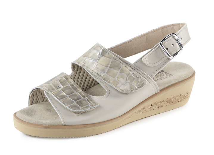 Sandalettes & slippers - ELENA EDEN sandaal gemaakt van nappaleer en lakleer met krokodillenreliëf, in Größe 036 bis 042, in Farbe BEIGE Ansicht 1
