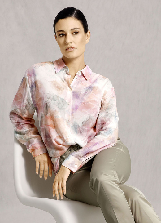 Lange mouw - Overhemdblouse met een geweldig all-over-design, in Größe 038 bis 052, in Farbe MULTICOLOR Ansicht 1
