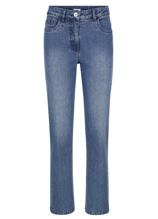 Broek met knoop- en ritssluiting - Jeans met 5 zakken, in Größe 019 bis 052, in Farbe BLAUW Ansicht 1
