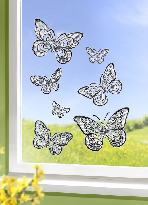 Woonaccessoires - 3D raamdecoratie vlinders, in Farbe ZWART/TRANSPARANT